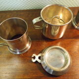 2 teapots and 2 glass supports, mills 36 goldsmithing, silver metal with hallmark
