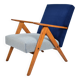 Original armchair compas, pied de poule, blue velvet, 1960s, restored