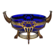 Antique gold metal and cobalt blue glass centerpiece planter