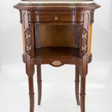 Louis XVI style walnut and marble cabinet