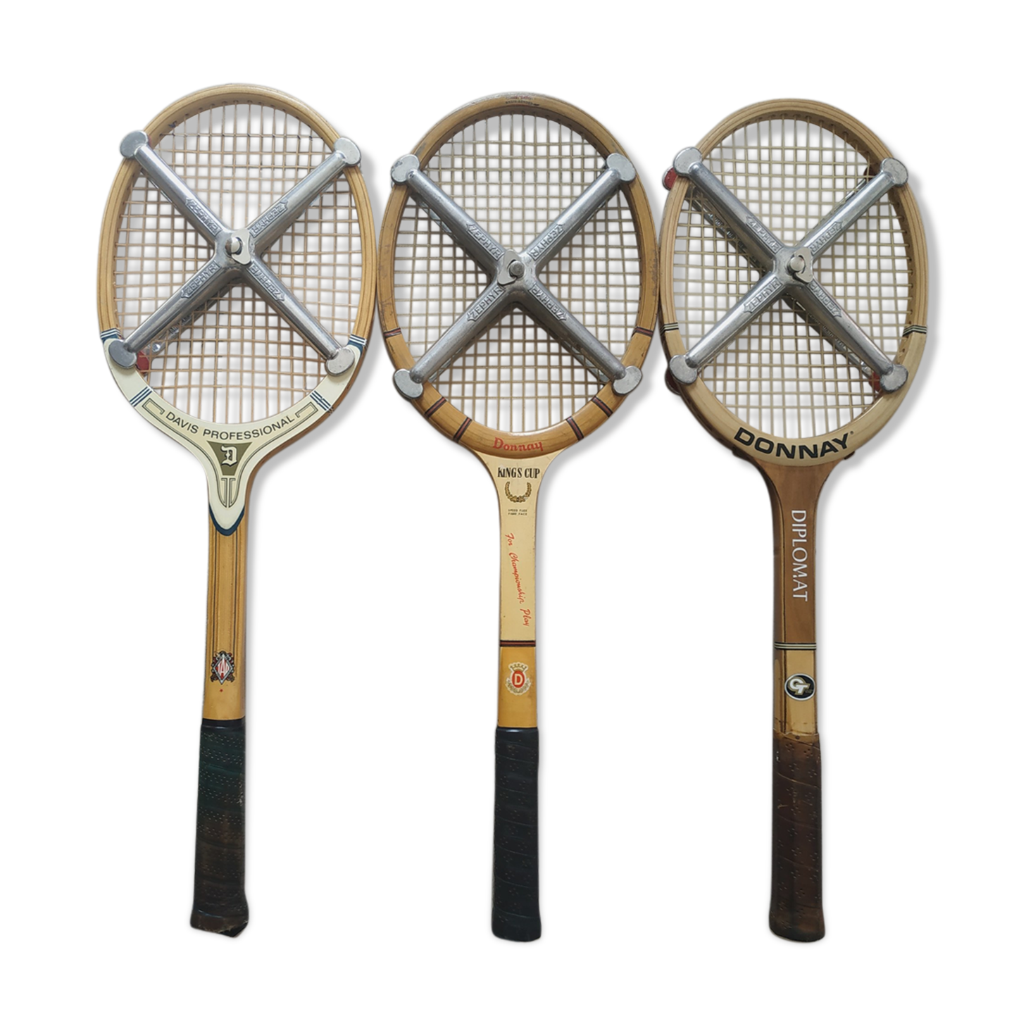 3 tennis wooden rackets 1950/1960