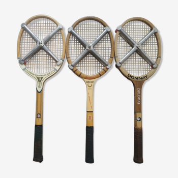 3 tennis wooden rackets 1950/1960