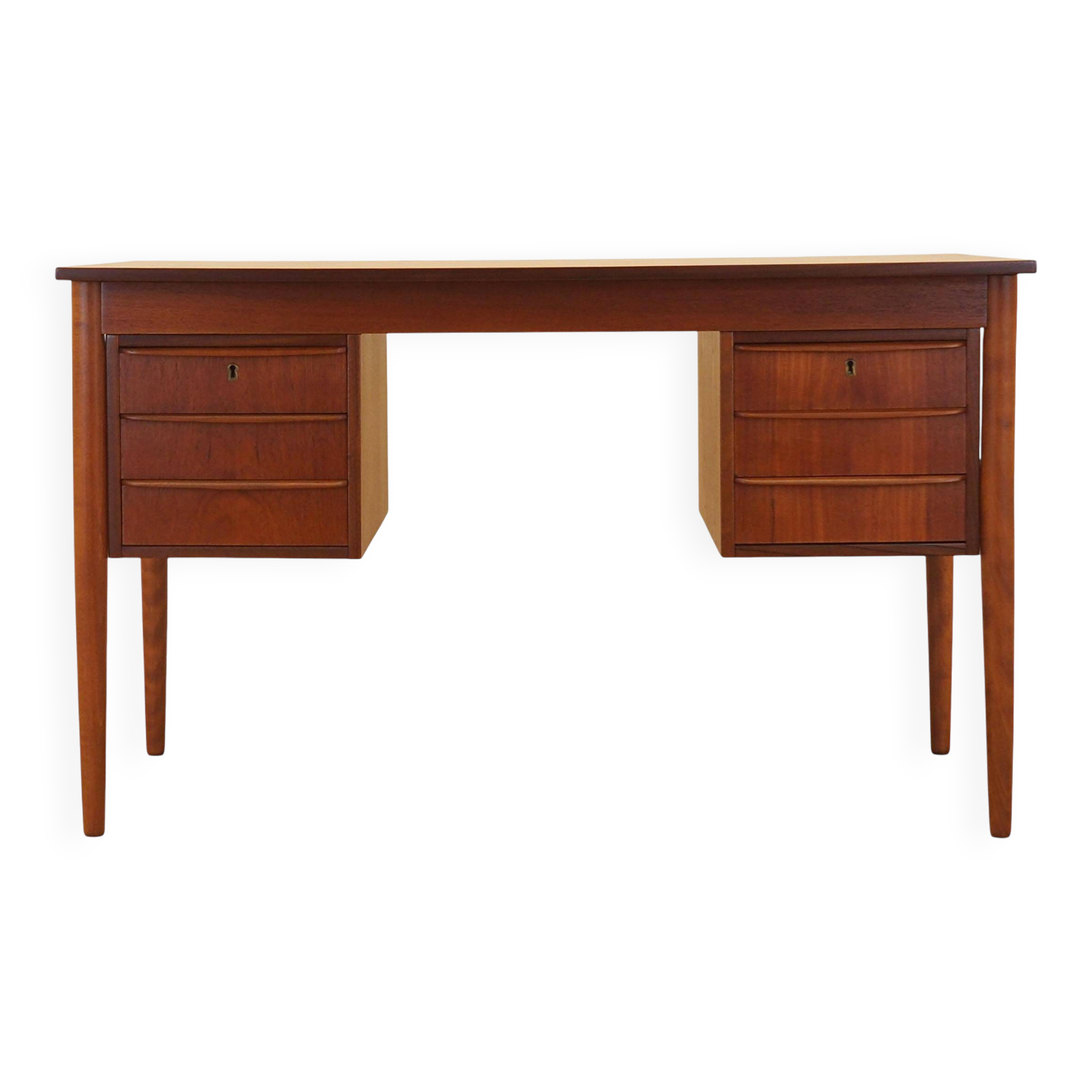 Teak Desk with Drawers, Denmark, 1970s