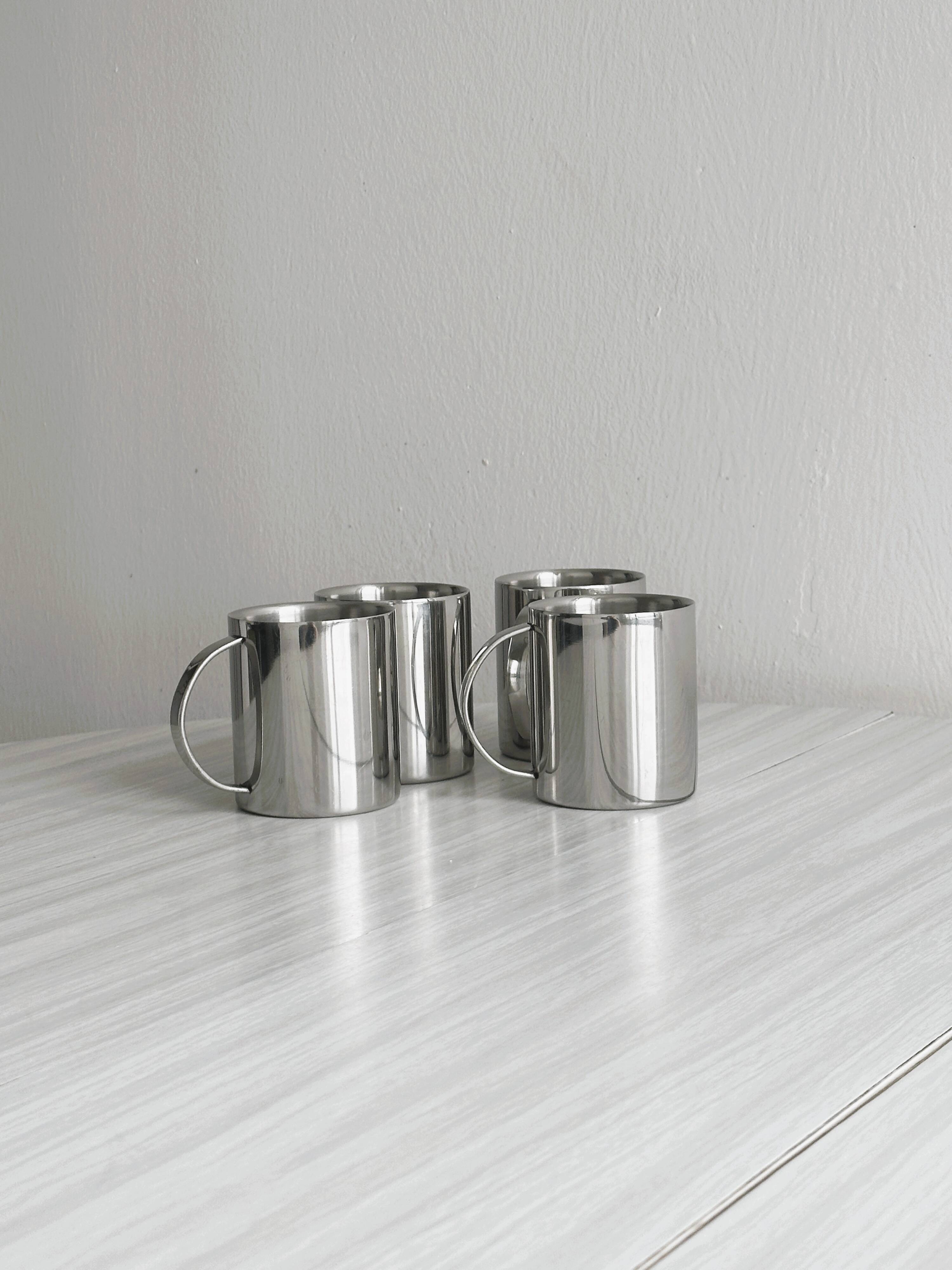 Set of 4 stainless steel cups