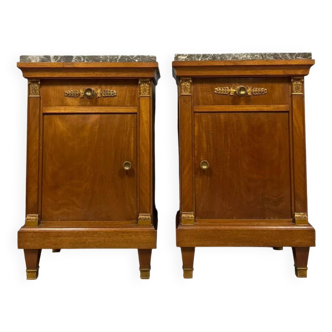 Pair of Empire style mahogany bedside tables circa 1920