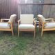 Vintage Scandinavian bench and armchairs of 4 pieces, 1 bench and 3 armchairs.