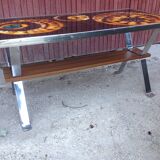 Low vintage ceramic and metal table