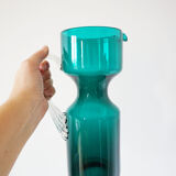 Vintage blue blown glass carafe