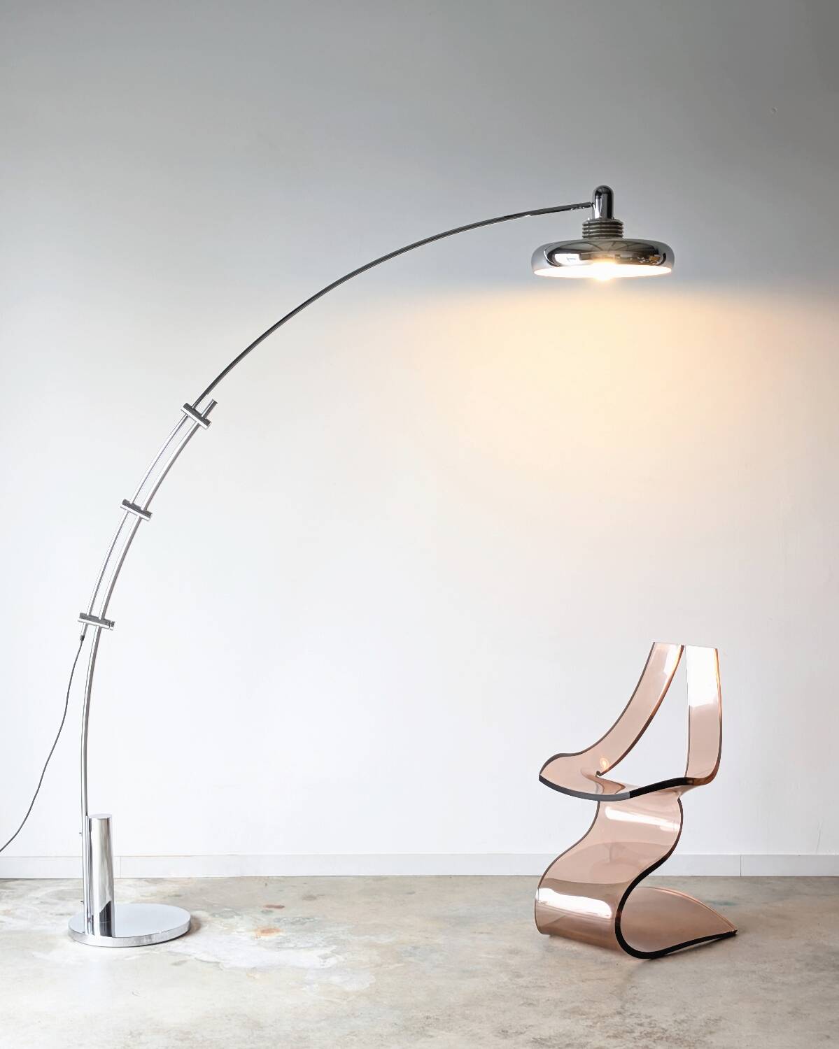 Vintage space-age Arc floor lamp by Leclaire & Schäfer, 1960s 1970s.