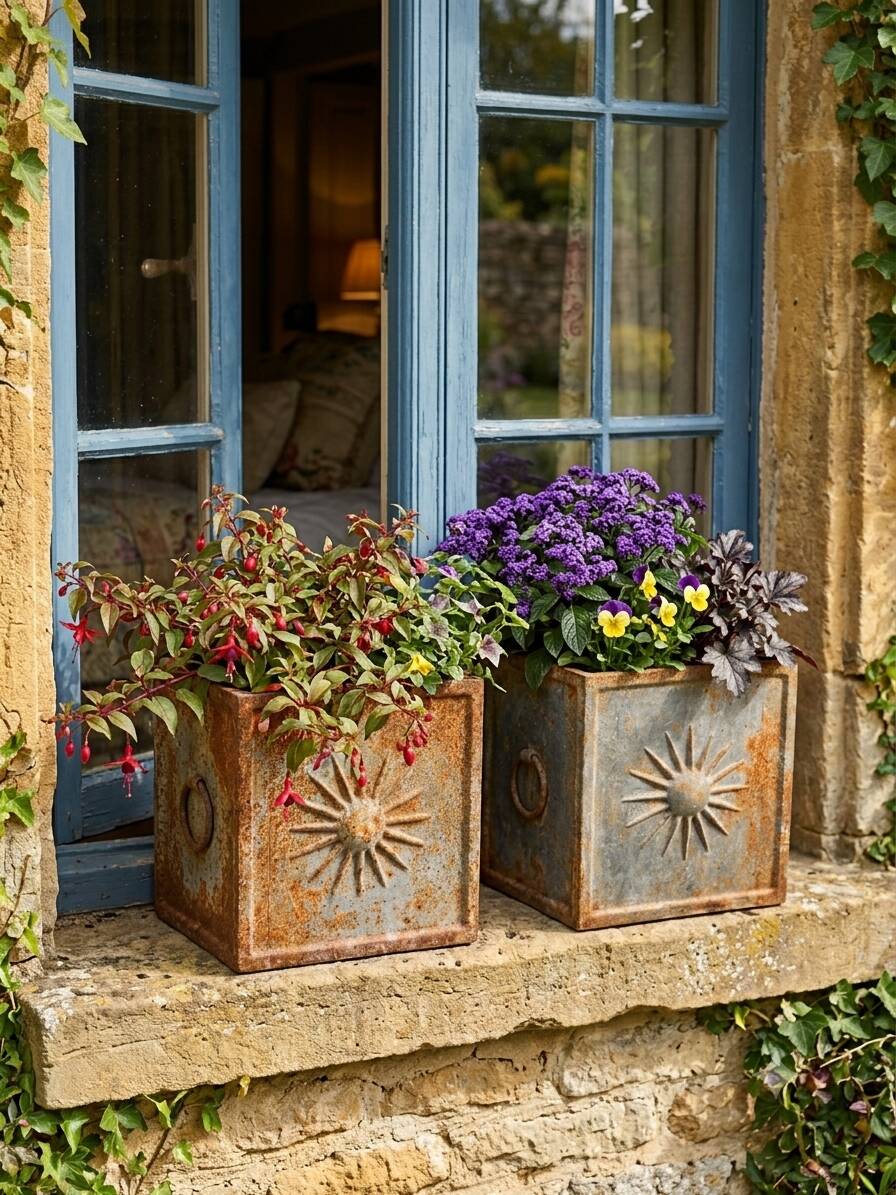 Pair of cast iron planters