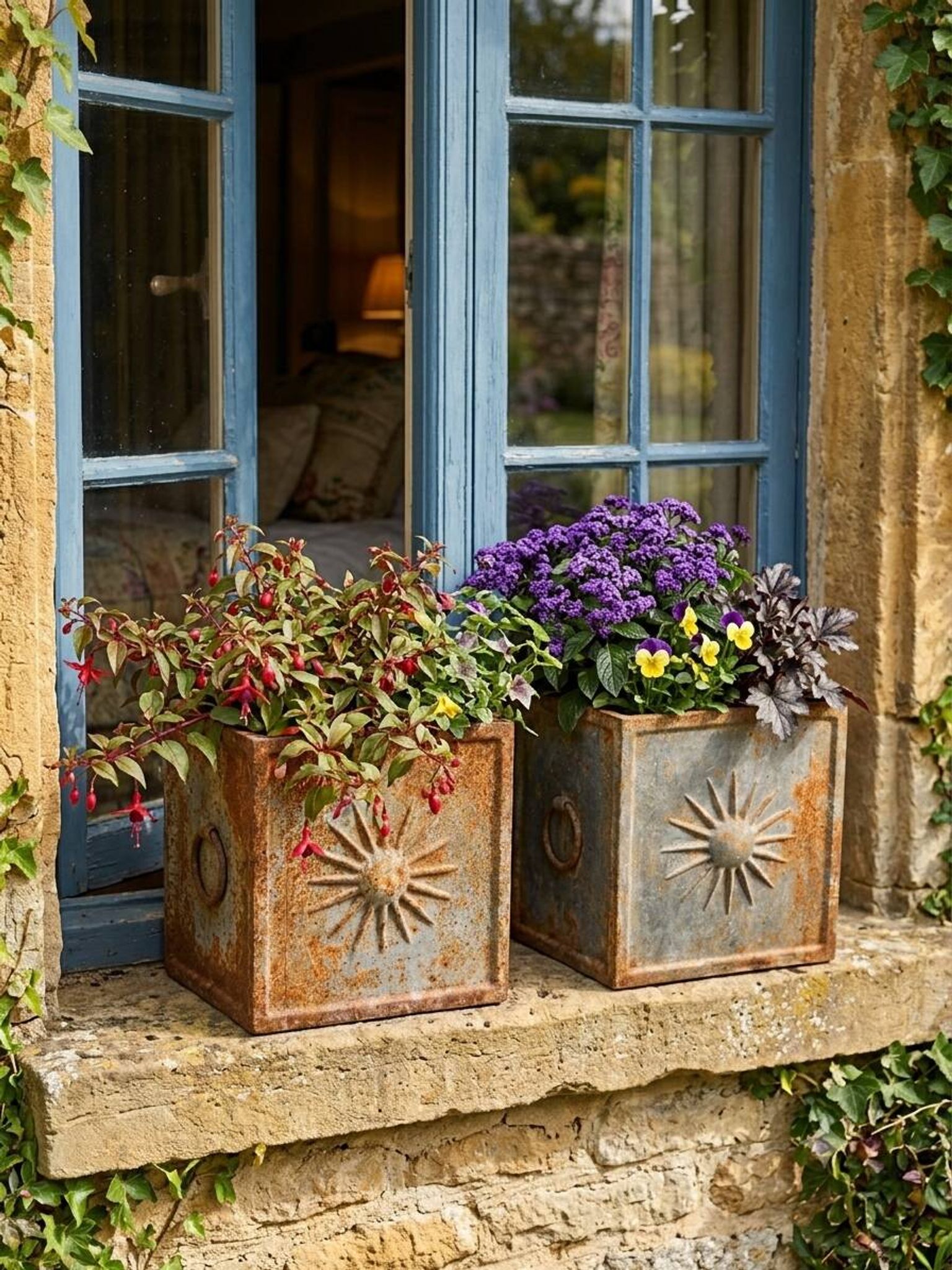 Paire de jardinières en fonte