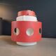 Space-age pendant light in opaline and metal