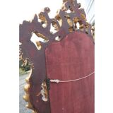 Mirror set with console gilded wood baroque style on white marble