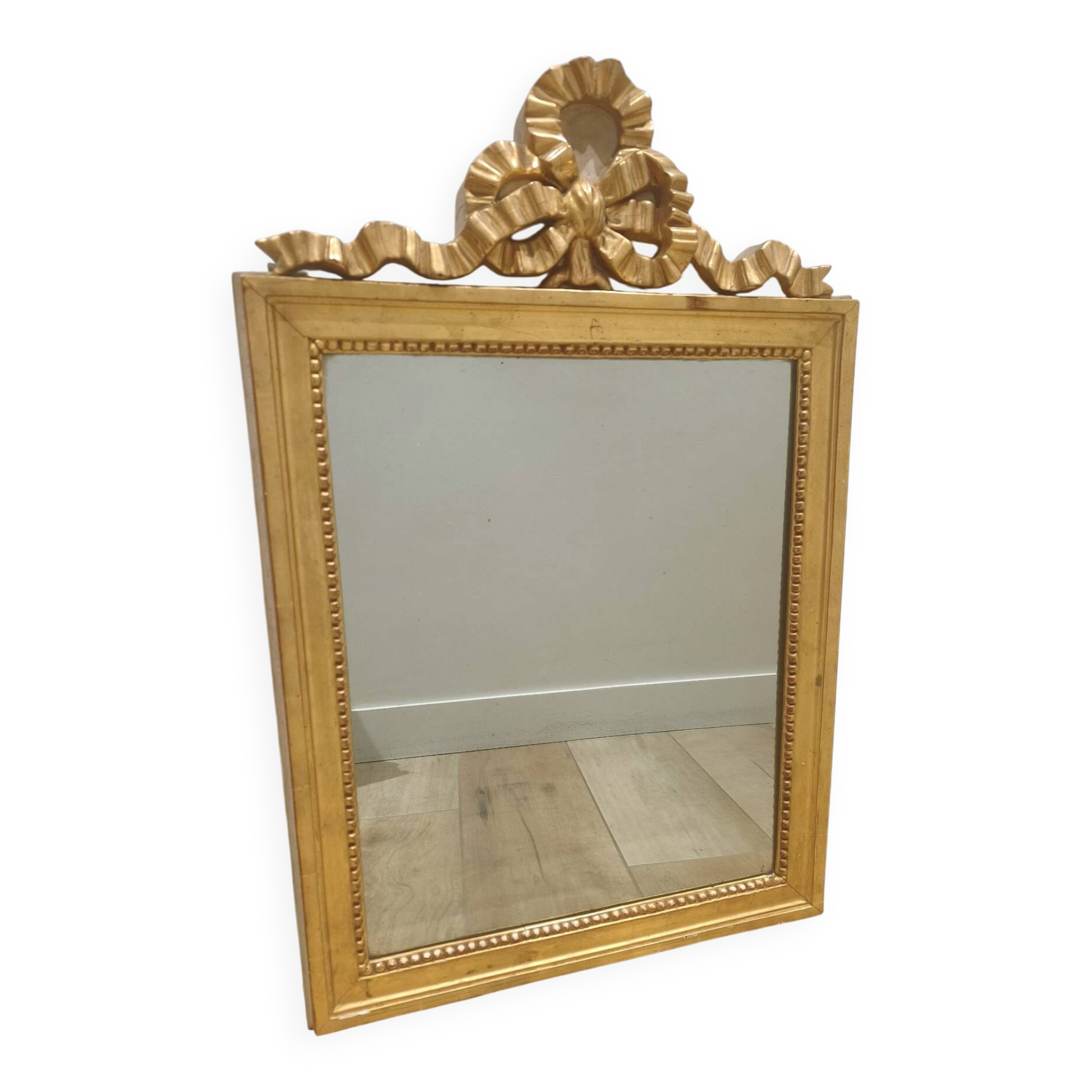 Miroir à fronton de style Louis XVI - Noeud de ruban - Fin XIXe