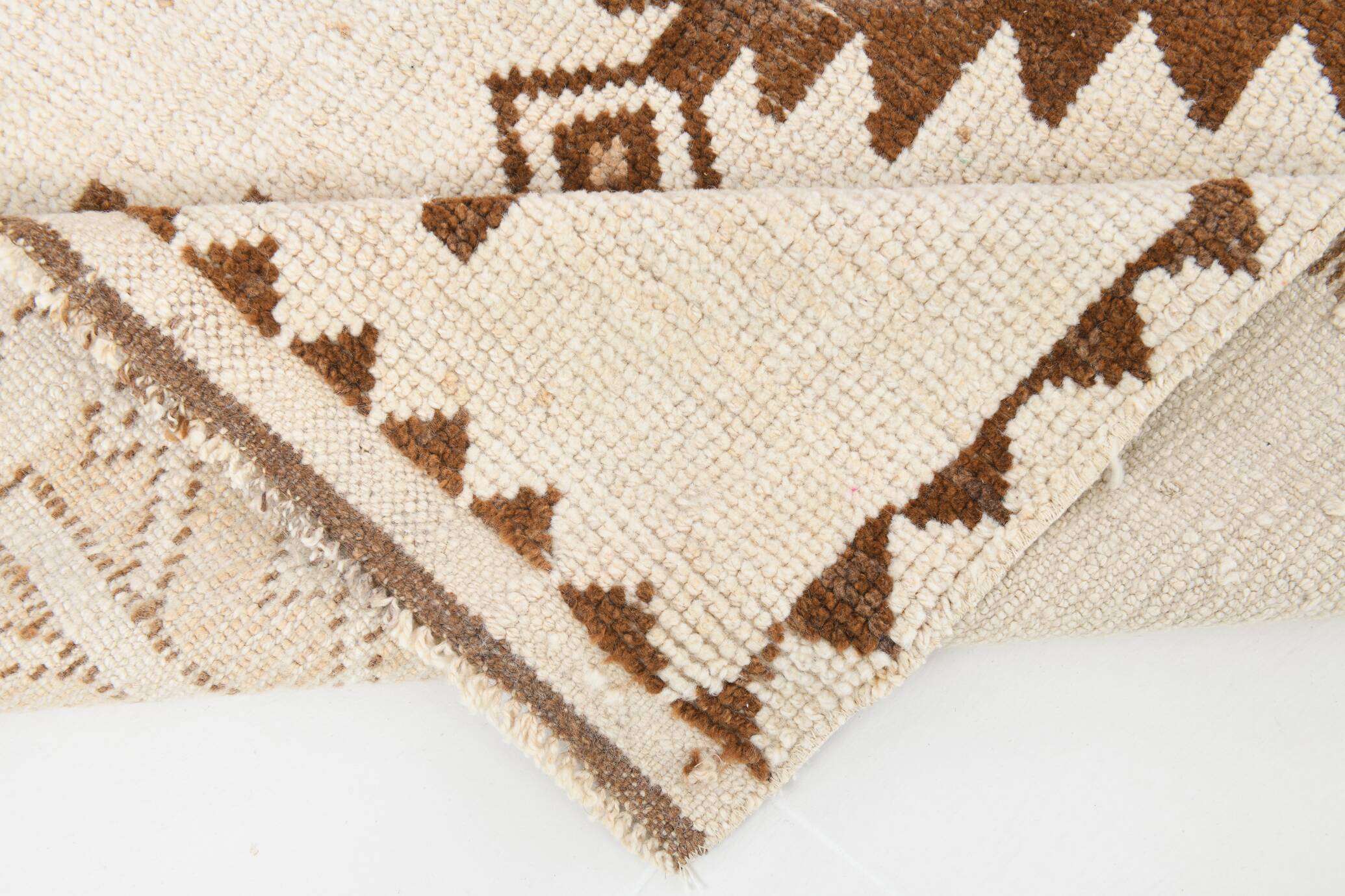 3x11 Brown Beige Persian Kilim Runner Rug, 107x333Cm