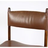 Ensemble de 6 chaises de design danois en palissandre massif avec cuir brun