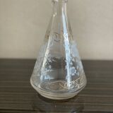 Lot decanter 3 vintage bucket glasses + 2 mismatched glasses