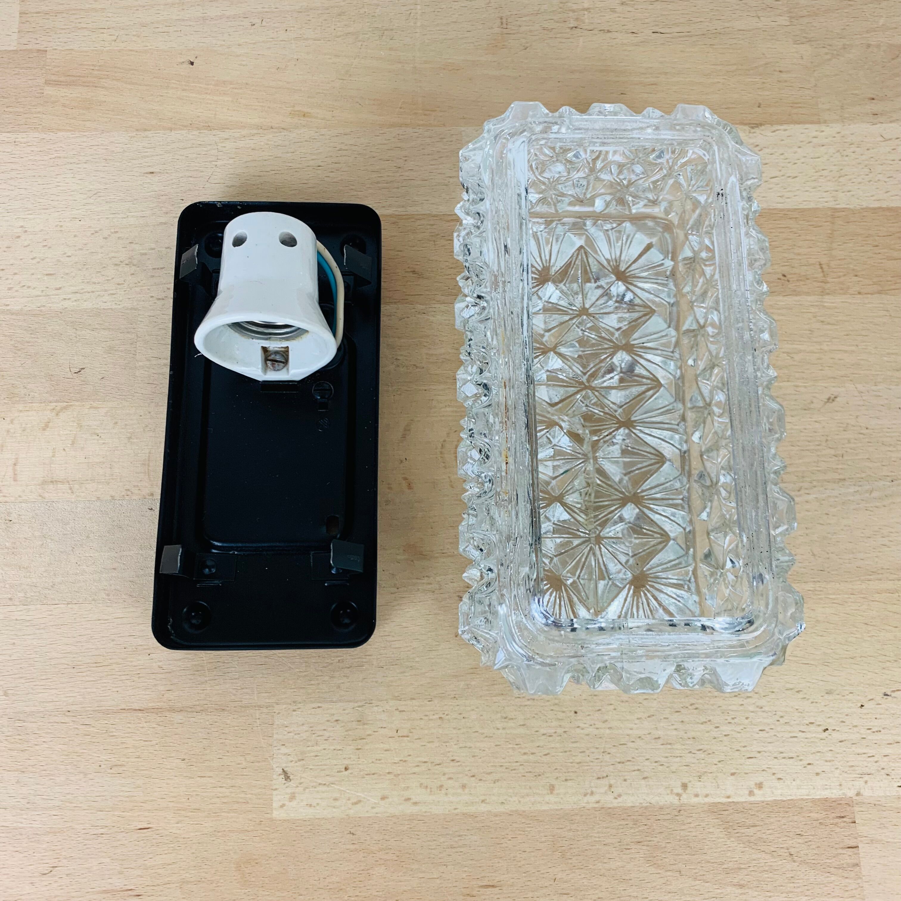 Wall lamp chiseled glass 50s