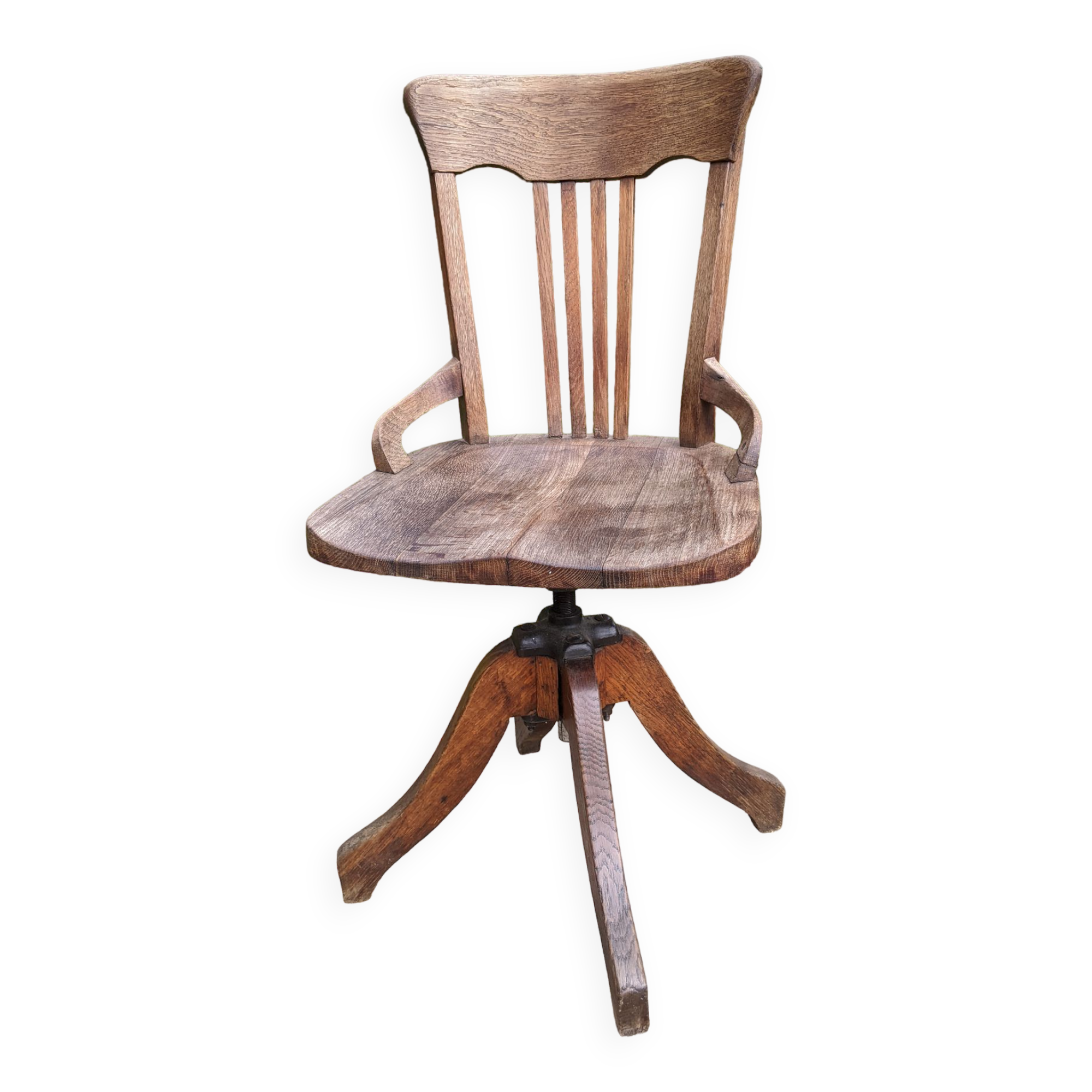 Ancien fauteuil américain de bureau circa 1930 pied réglable