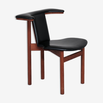 Teak and leatherette scandinavian mid-century desk chair
