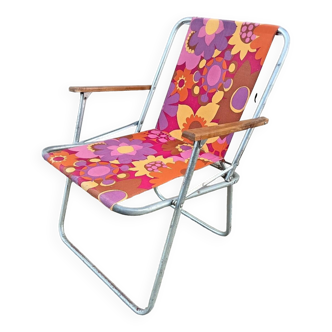 Chaise de camping pliante vintage années 70