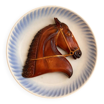 Relief plate horse Gien signed EB