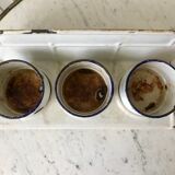 set of enamelled pots to fix (soda, soap, salt) early twentieth century