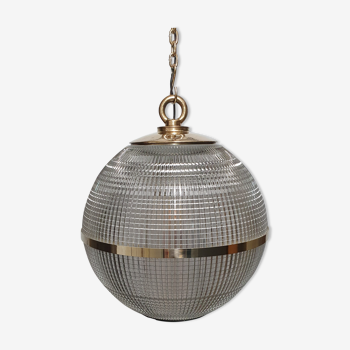 Suspension globe Holophane 45cm en laiton