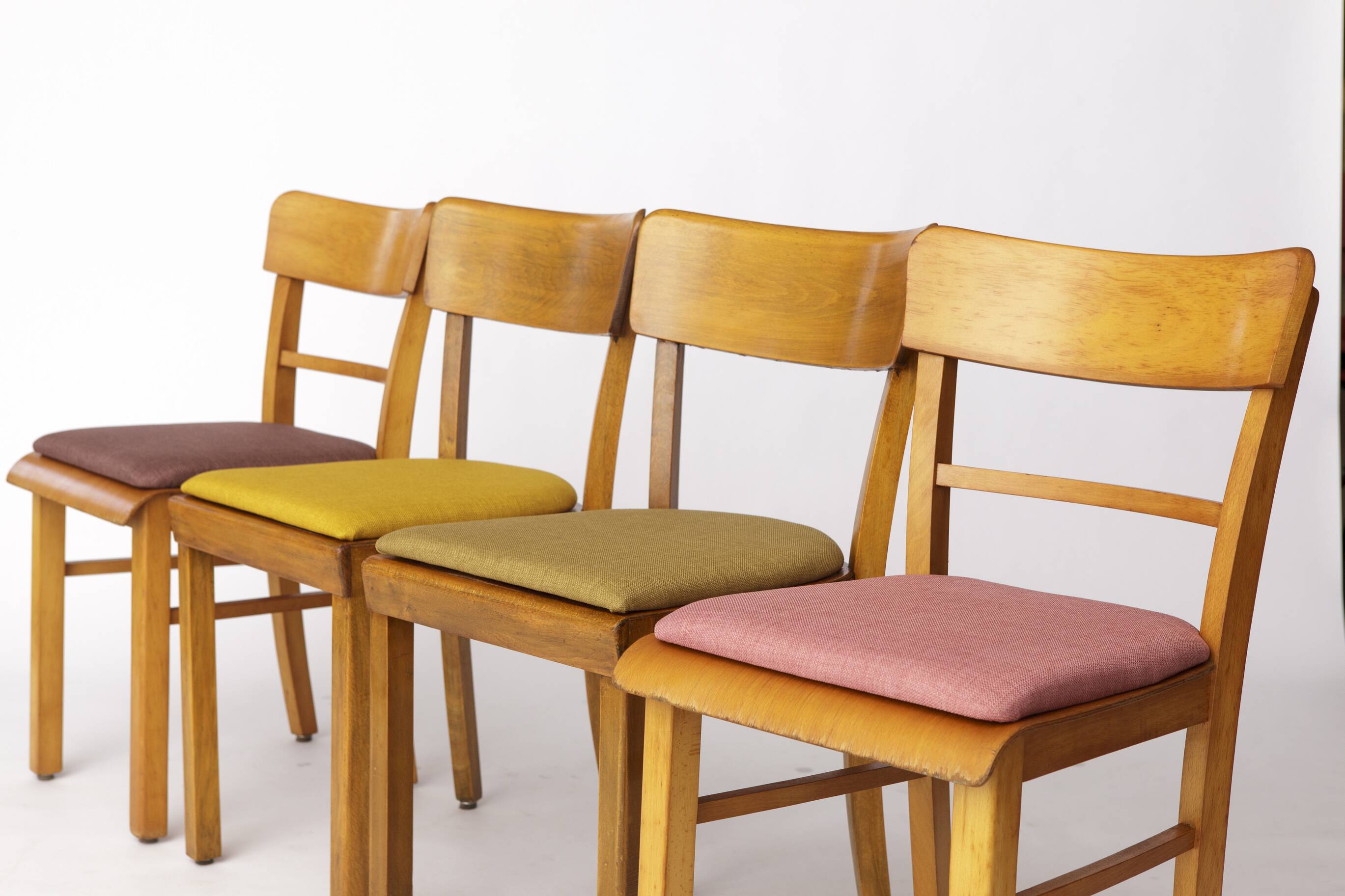 Set of 6 Vintage German Dining Chairs, 1950s–1960s | Beech Wood Frames