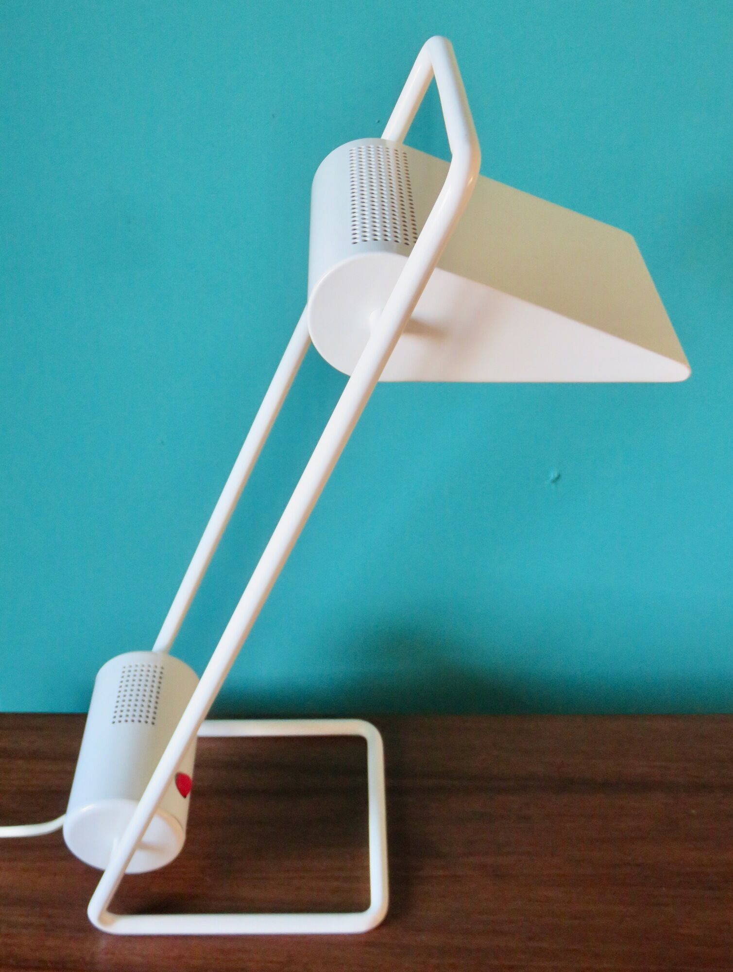 Pair of lamps in white lacquered metal "Arkilux". Denmark 1995