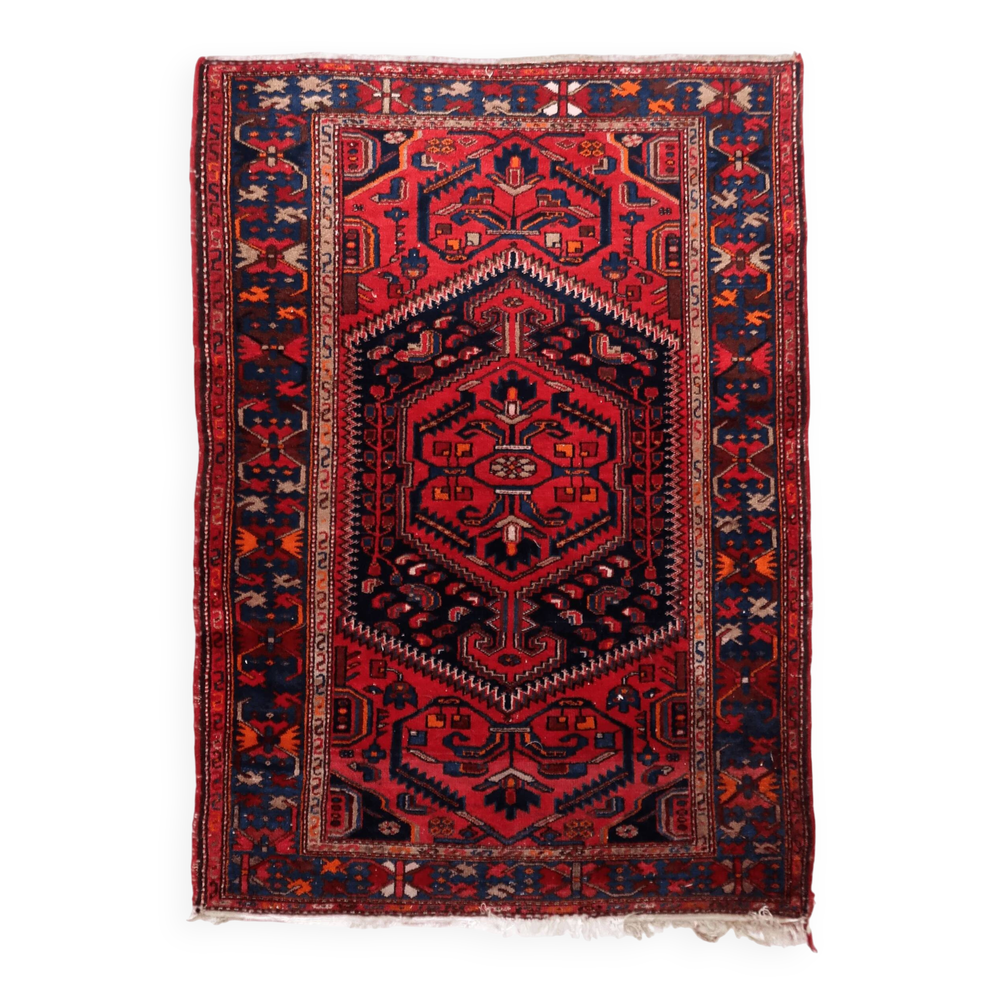 Handmade vintage Persian Hamadan rug 137cm x 194cm, 1960s