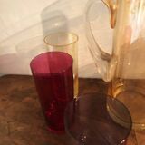 Vintage colored carafe and glasses