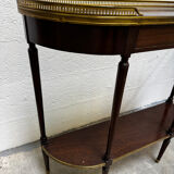 Louis XVI demi-moon console in wood and brass.
