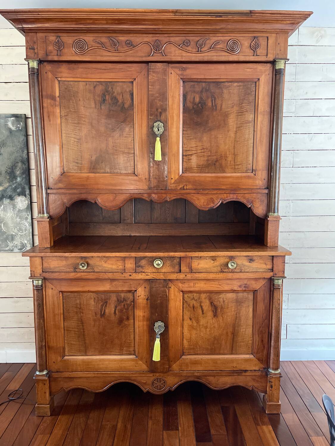 Empire-style cherry wood two-piece buffet