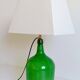 Mid-Century Green Glass Demijohn Table Lamp, Brass Fittings, Contemporary Shade