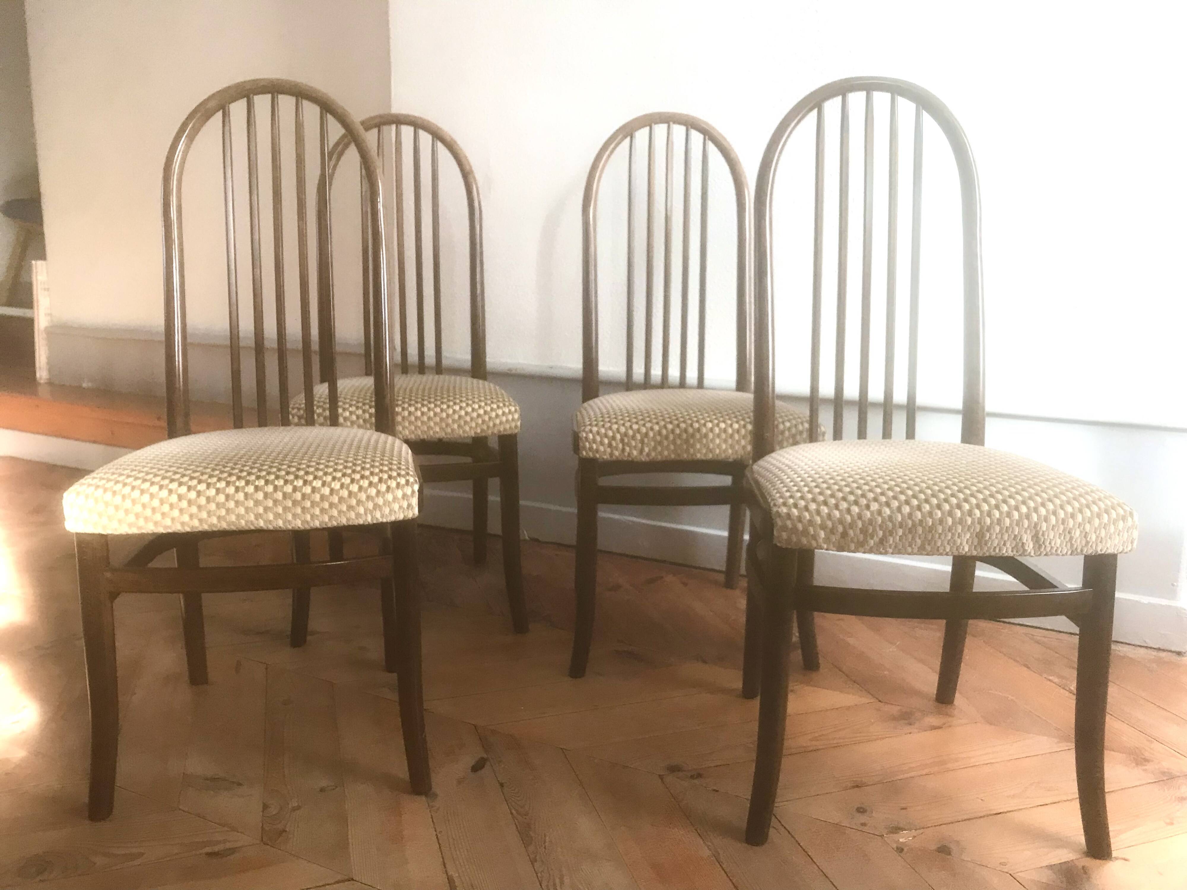 4 vintage Baumann Eden model wooden chairs