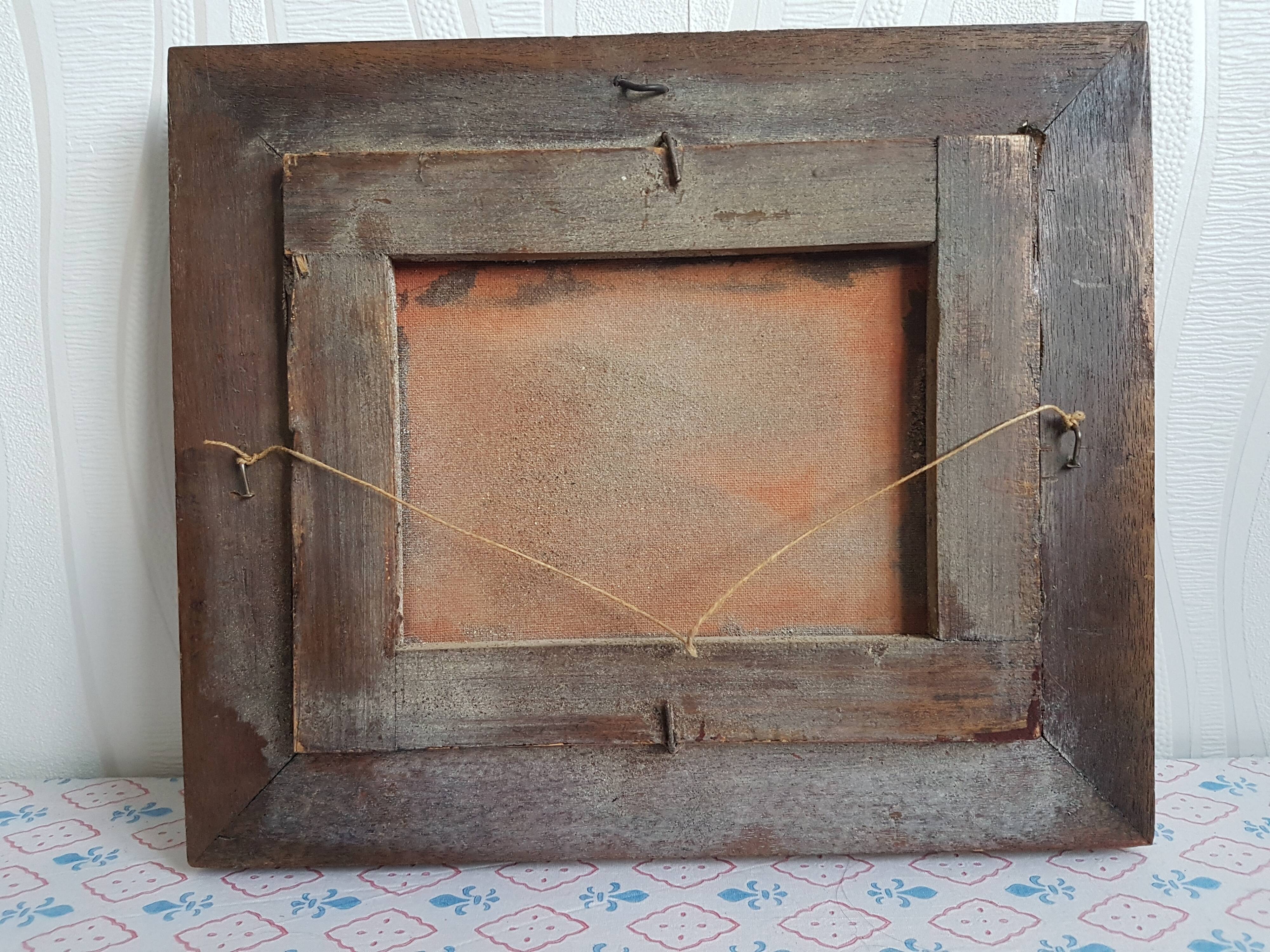 Ancient painting on canvas - still life very beautiful gilded framing