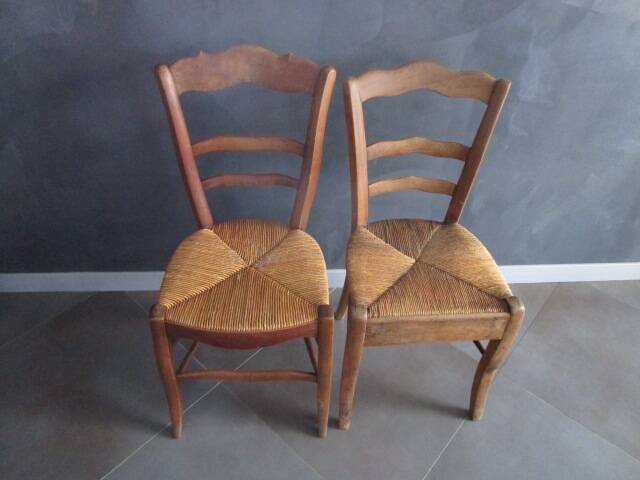 2 old straw chairs