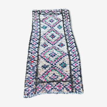 Azilal vintage wool and handmade cotton rug 85x195 cm