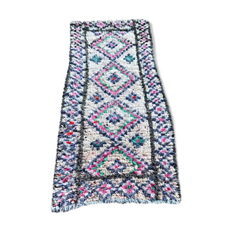 Azilal vintage wool and handmade cotton rug 85x195 cm