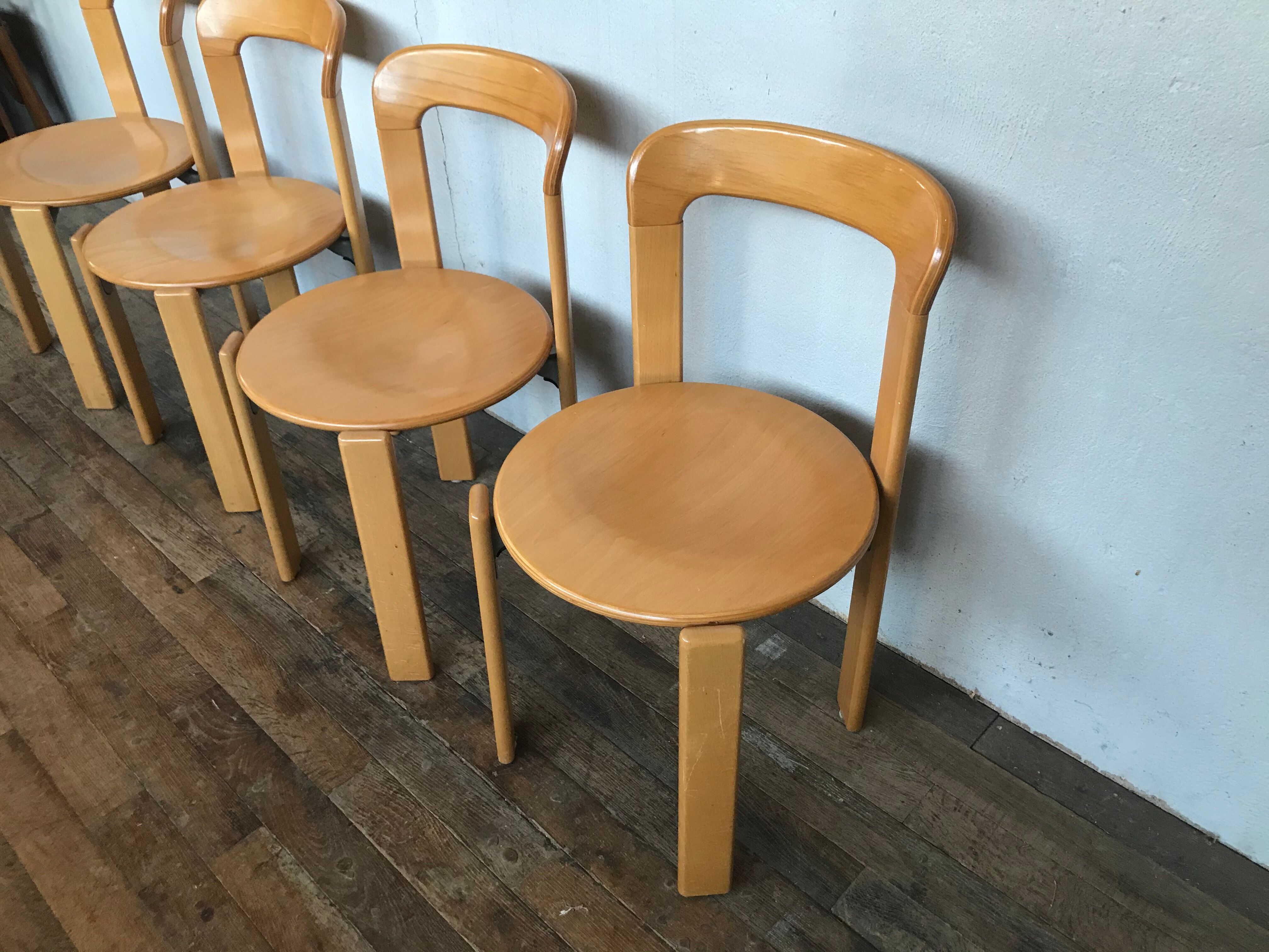 Series of 4 chairs model 3300 designer Bruno Rey design Kusch - co 1970 vintage