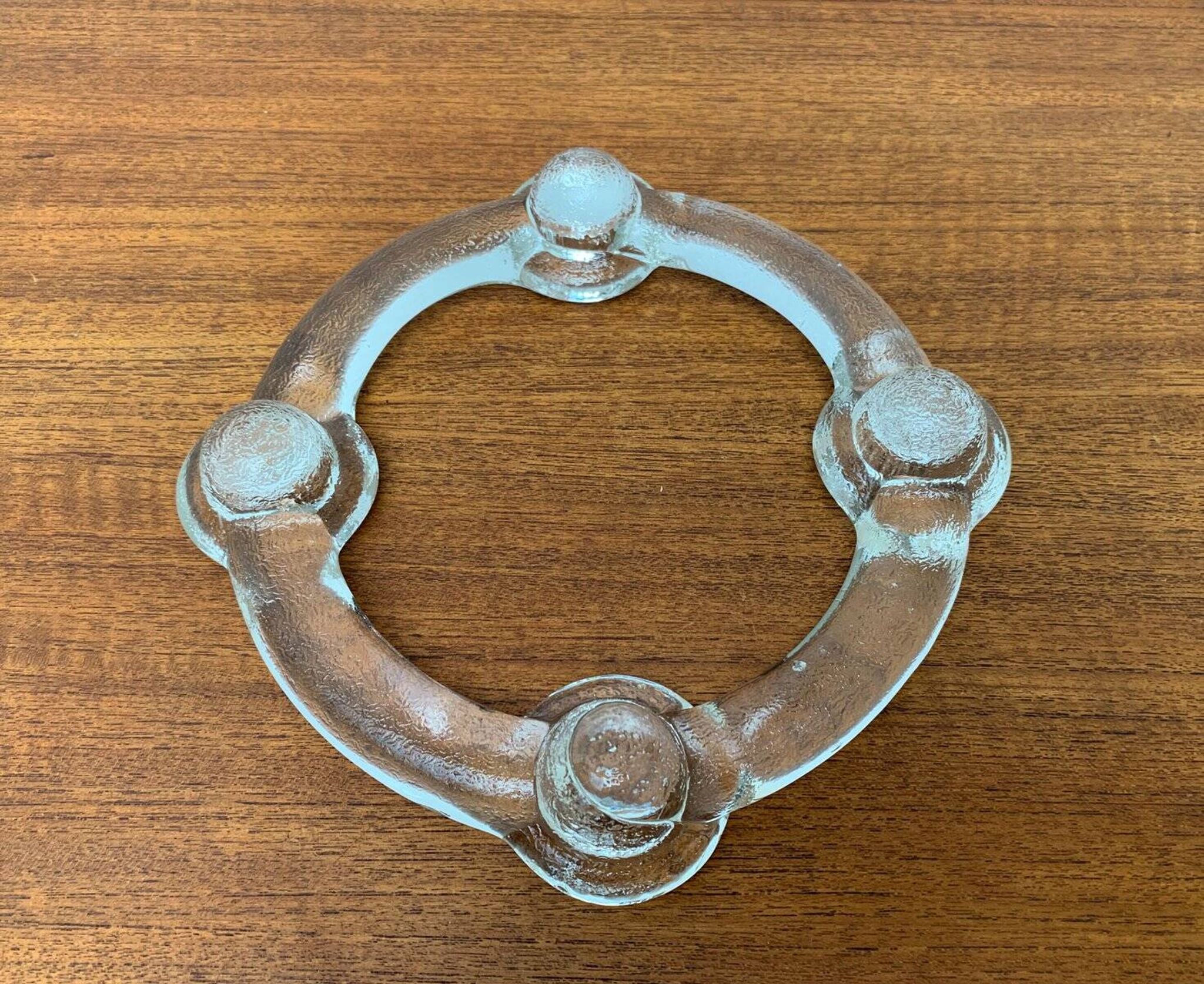 Swedish glass candle holder ring from Pukeberg, 1970s
