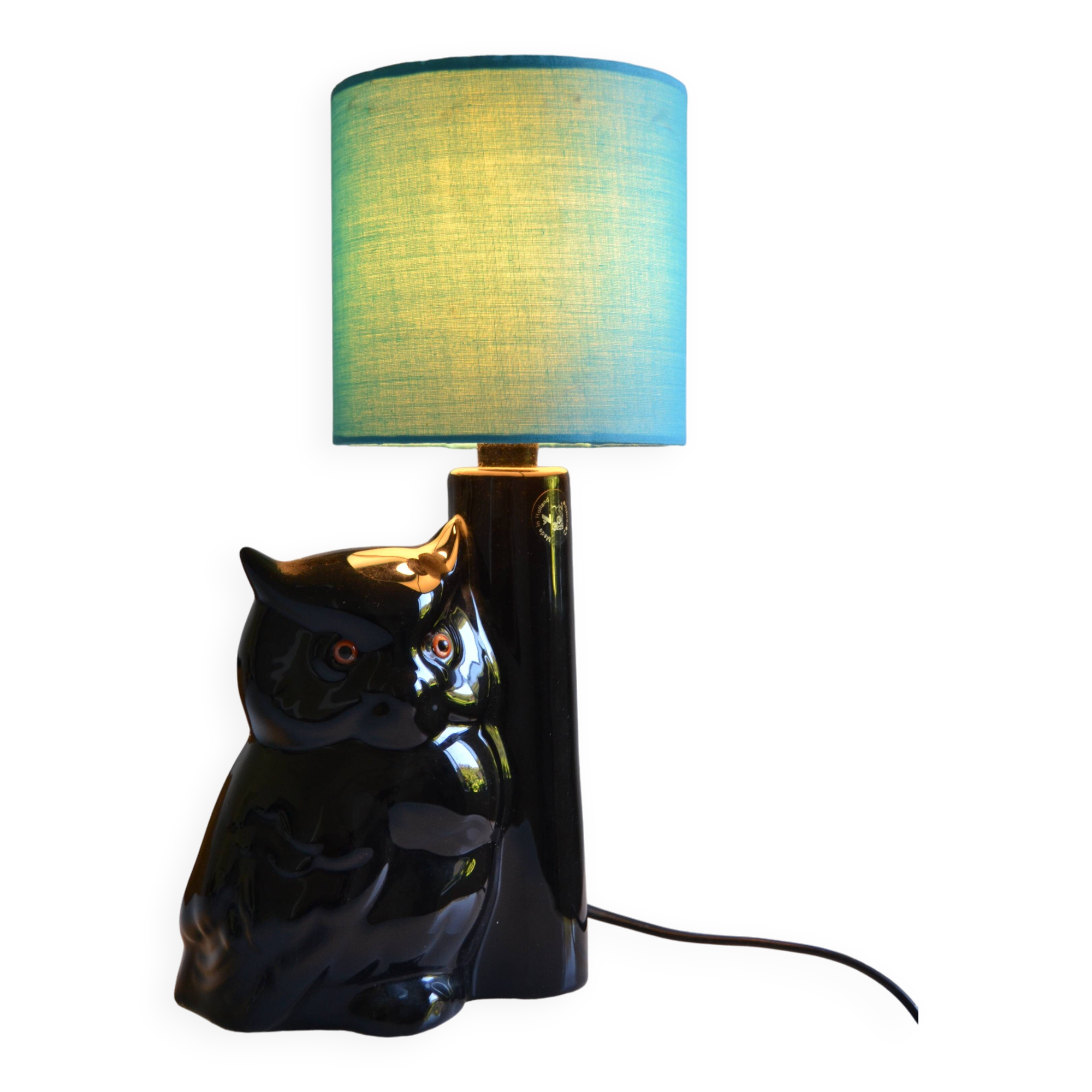 Vintage owl lamp 1980 ceramic holland