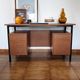 Industrial/craft desk from the 1970s; wood & metal.