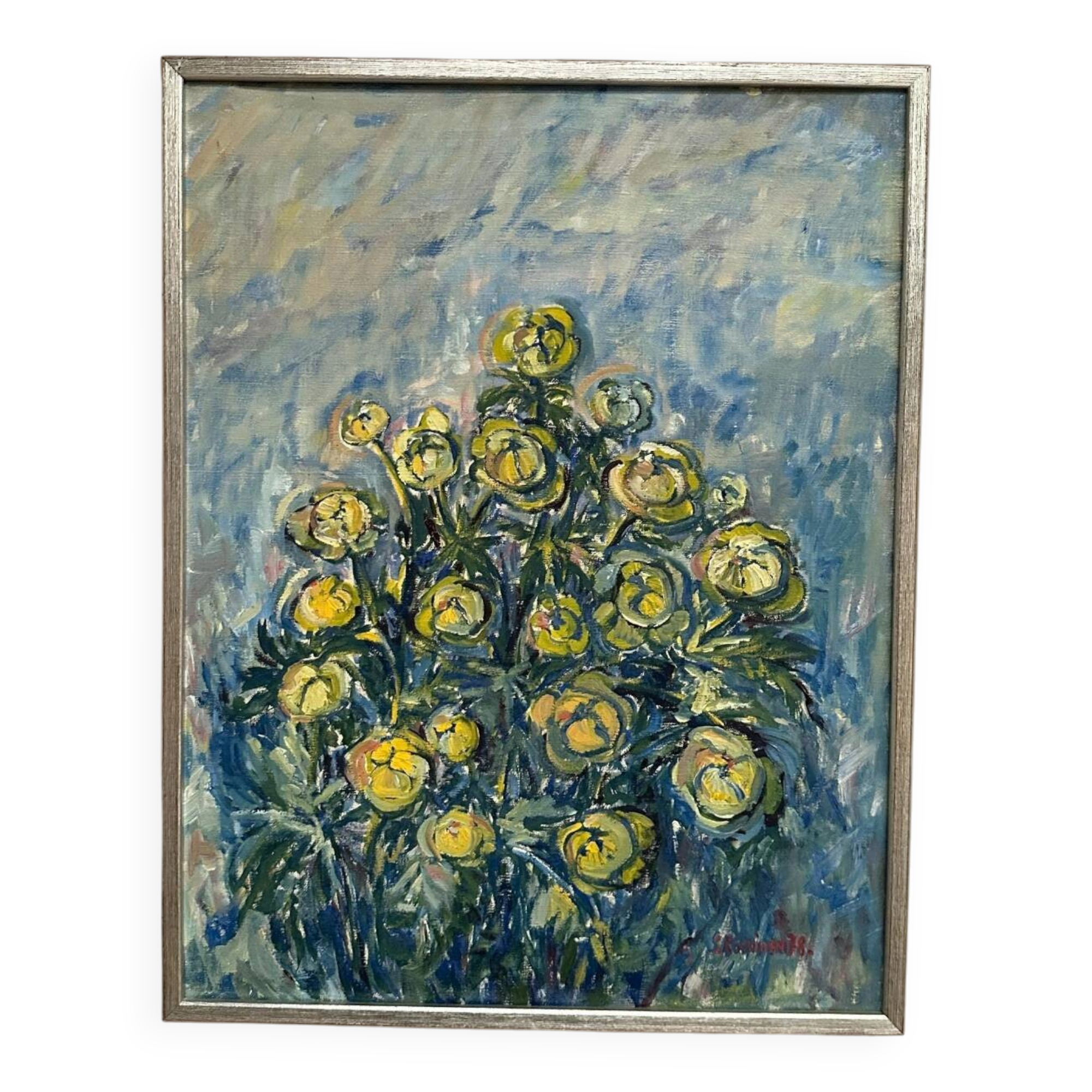Swedish Oil on Canvas – “Flower” by S. Koskinen – Dated 1978