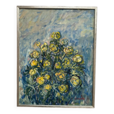 Huile sur toile suédoise – “Fleur” par S. Koskinen – Datée de 1978