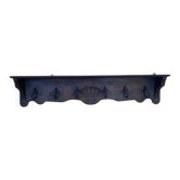 Large antique wall-mounted coat rack in carved wood 135 cm