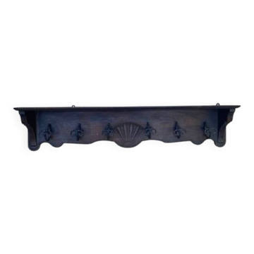 Portemanteau mural ancien en bois sculpté