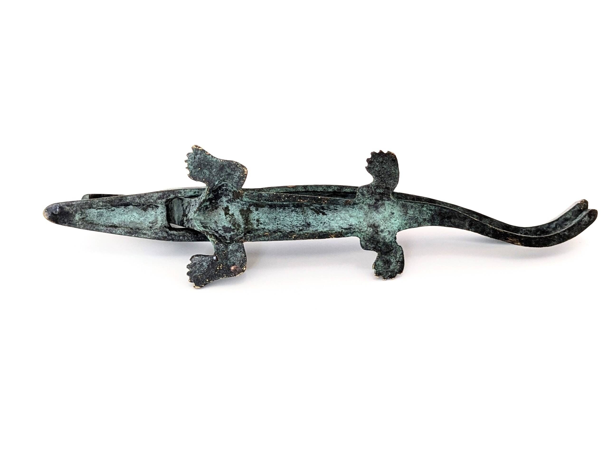 Vintage Brass Crocodile Nutcracker