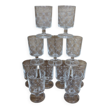 11 verres à vin blanc Cavalier Luminarc, 1970